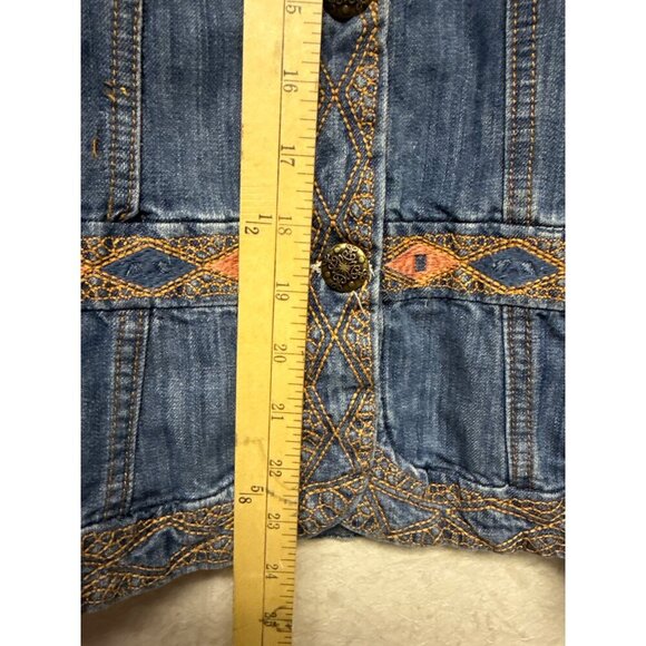 Isabel Hayley Women's Jacket Denim Jean Aztec Southwestern Embroidered Medium - Picture 8 of 10